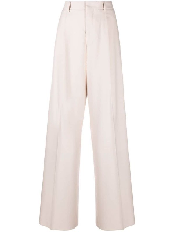 wide-leg wool trousers