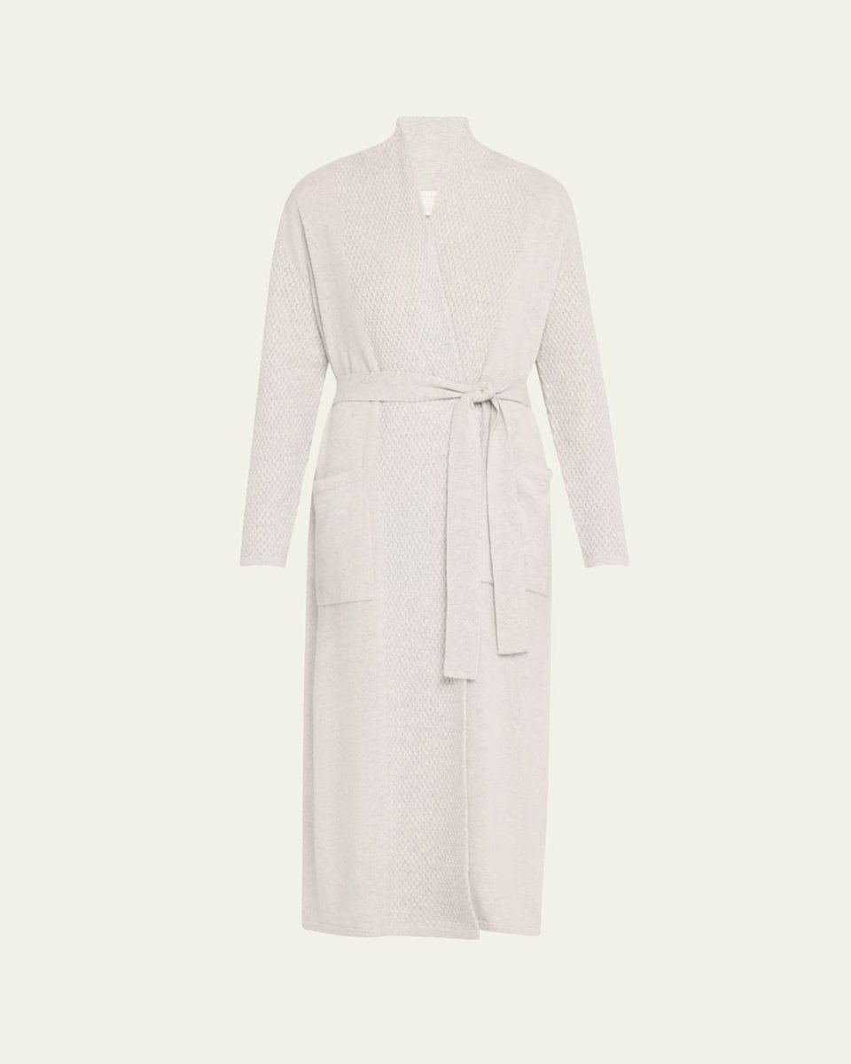 Braided-Knit Cashmere Wrap Robe
