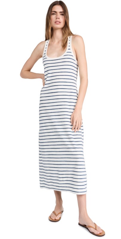 Faherty Cabana Towel Terry Dress Navy Surf Stripe