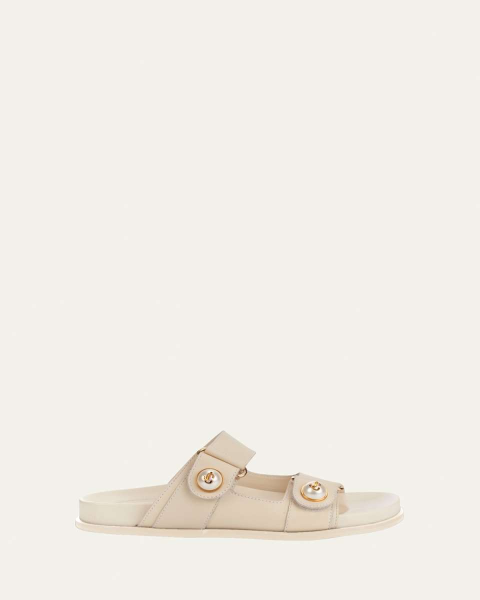 Fayence Pearly-Button Slide Sandals