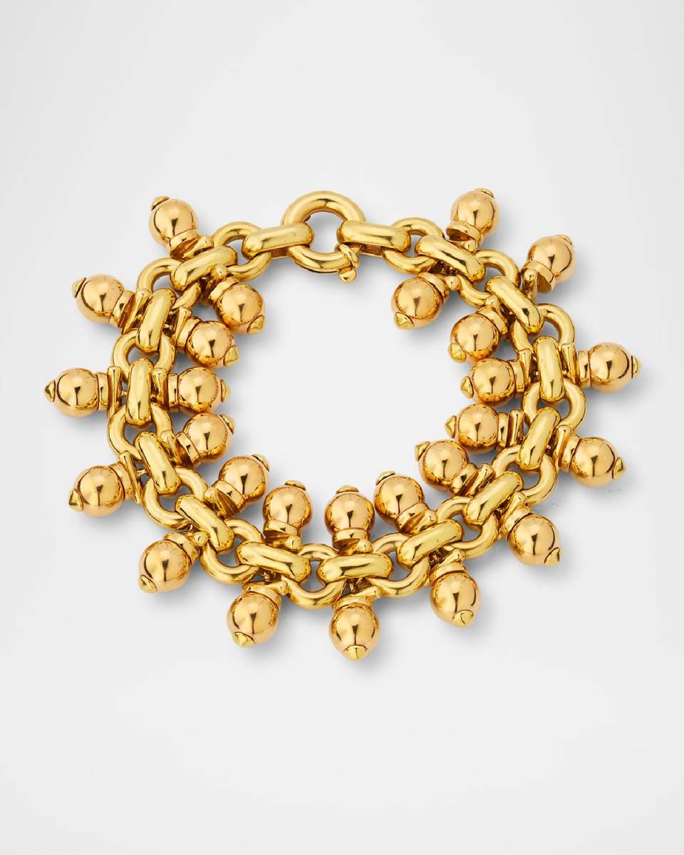 Estate Omar Torres 18K Yellow Gold Hollow Bead Bracelet