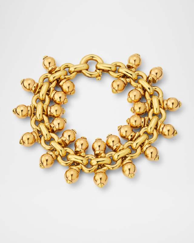 Estate Omar Torres 18K Yellow Gold Hollow Bead Bracelet