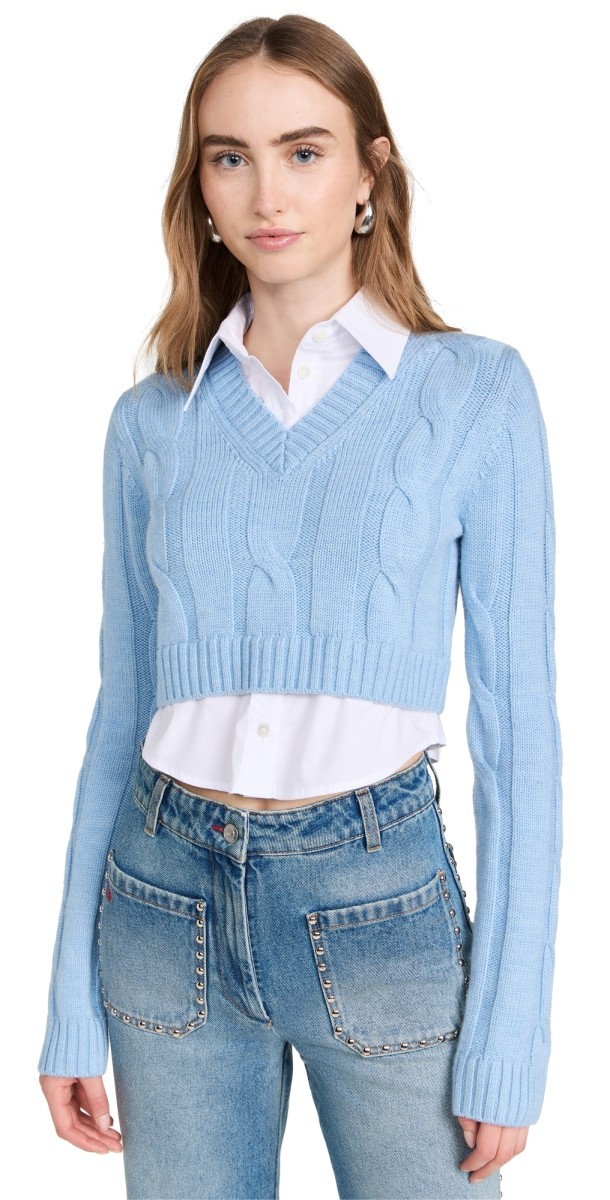 STAUD Duke Sweater French Blue/White