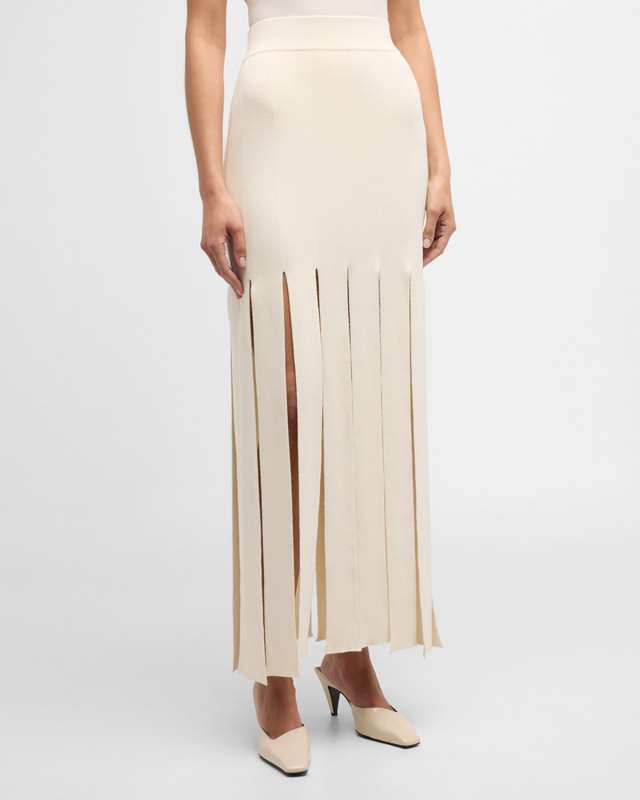 Slash Panel Cotton Car Wash Knit Maxi Skirt