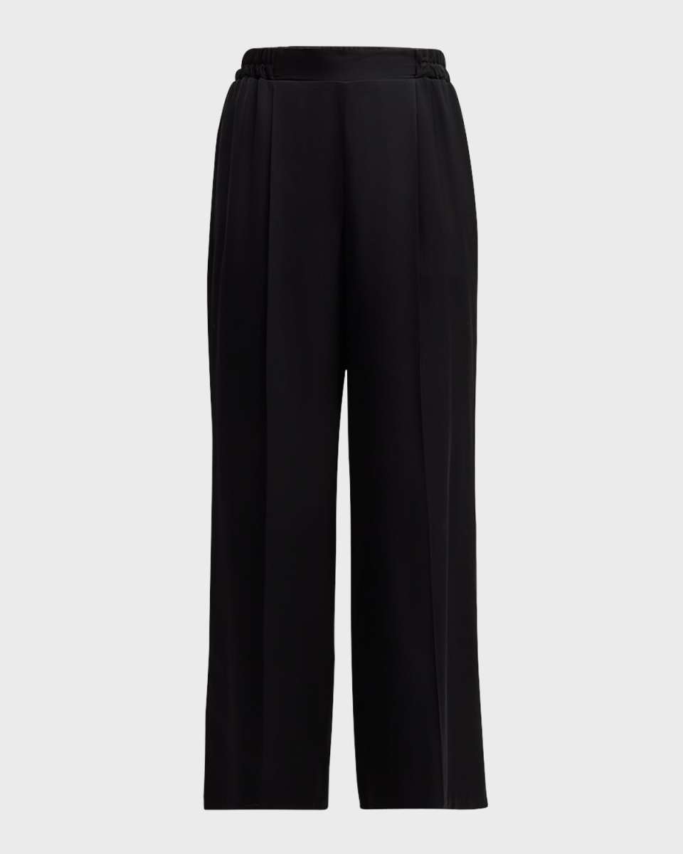 The Katya Pleated Straight-Leg Silk Pants