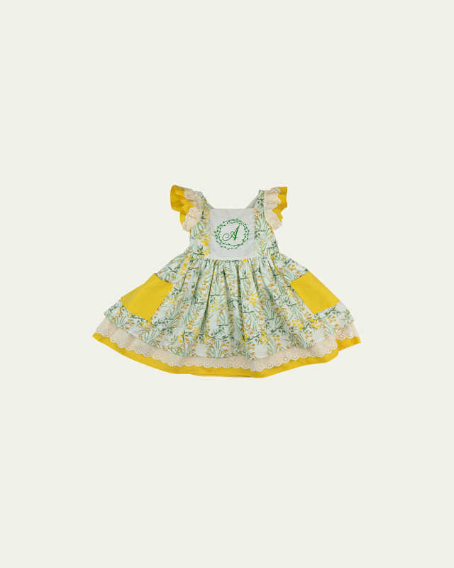Girl's Ruffle Trim Personalized Dress, Size 2T-6