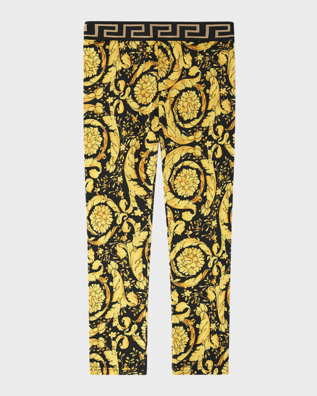 Girl's Barocco & Greca-Print Leggings, Size 4-6