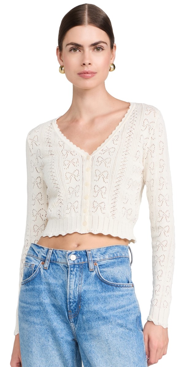 LoveShackFancy Petra Cardigan Ivory
