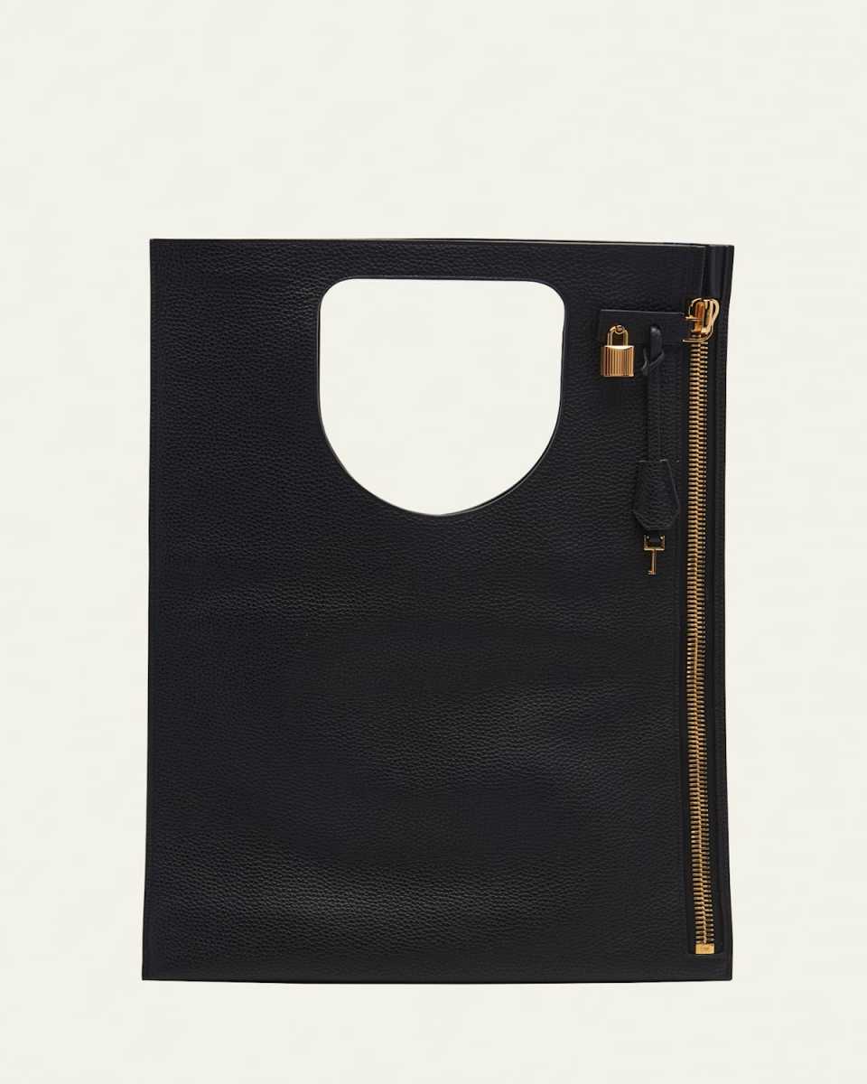 Alix Flat Zip Leather Shoulder Bag