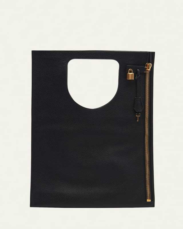 Alix Flat Zip Leather Shoulder Bag