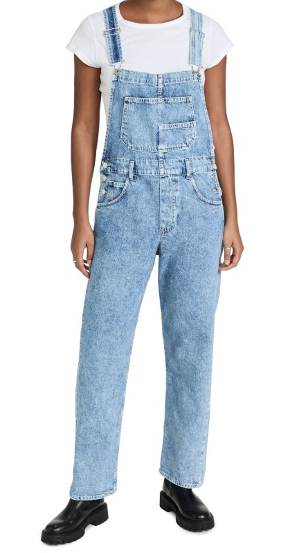 Free People Ziggy Denim Overalls Powder Blue