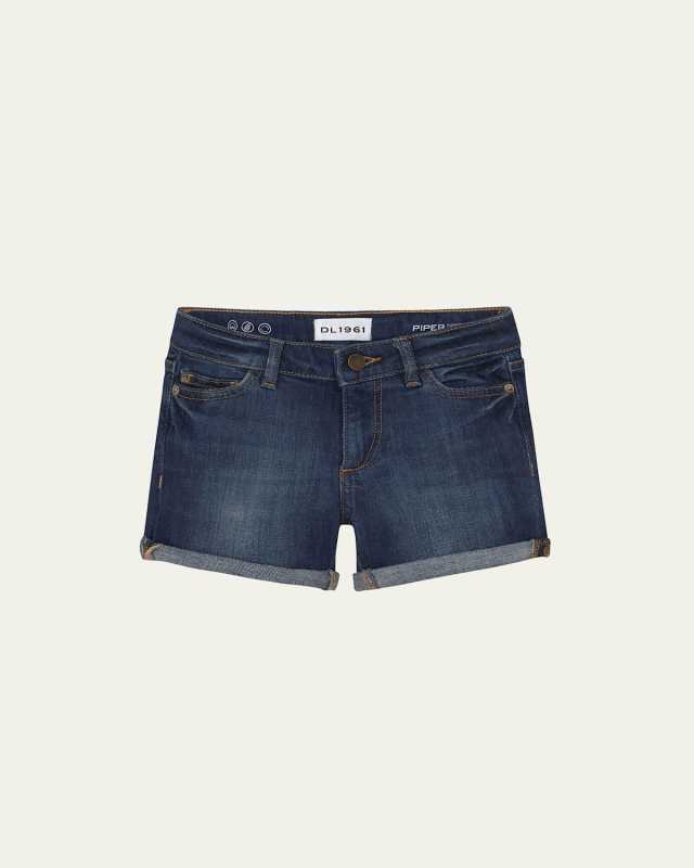 Piper Cuffed Denim Shorts, Size 7-16