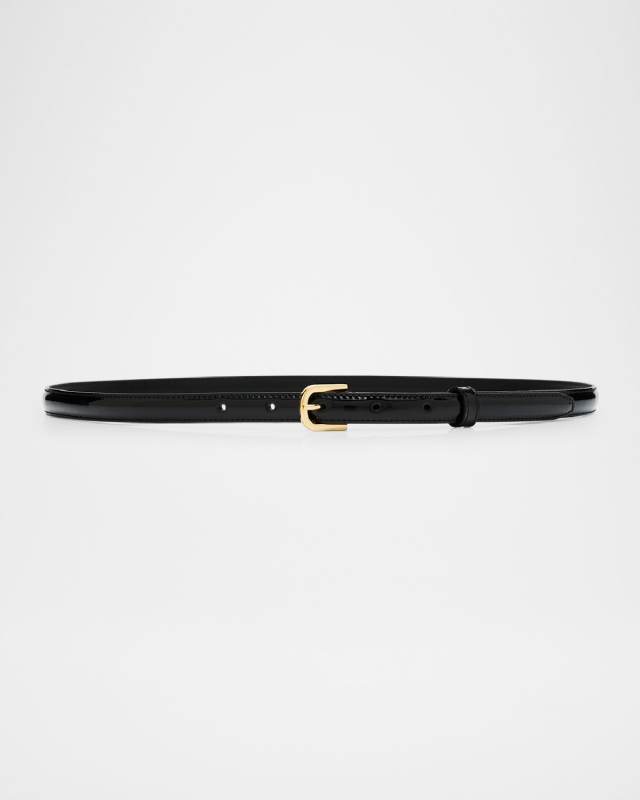 Patent Leather Skinny Belt