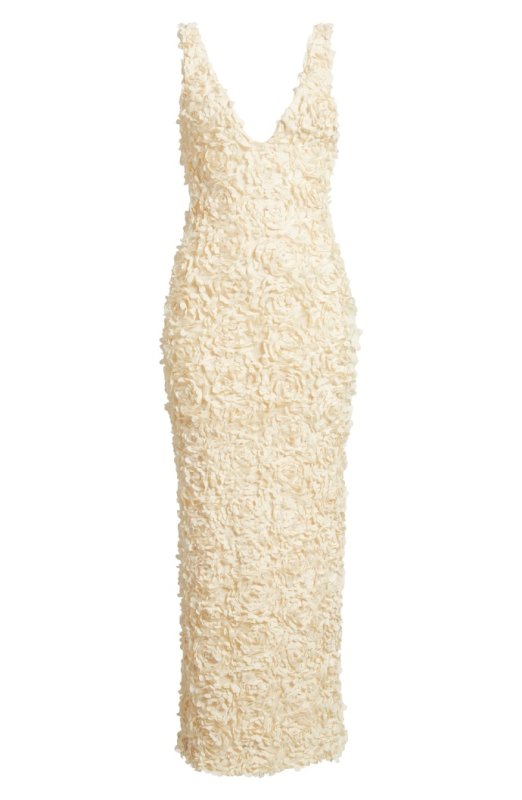 HOUSE OF CB Carena 3D Floral Appliqué Plunge Neck Gown
