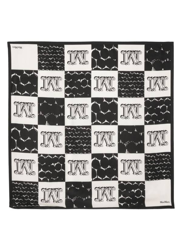 checkerboard-print silk scarf