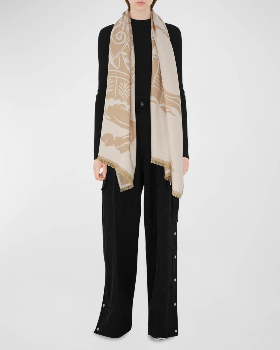 Jacquard Woven Wool & Cotton Scarf