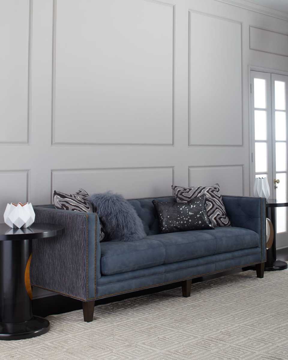 Jillian Tufted Leather Sofa 90"