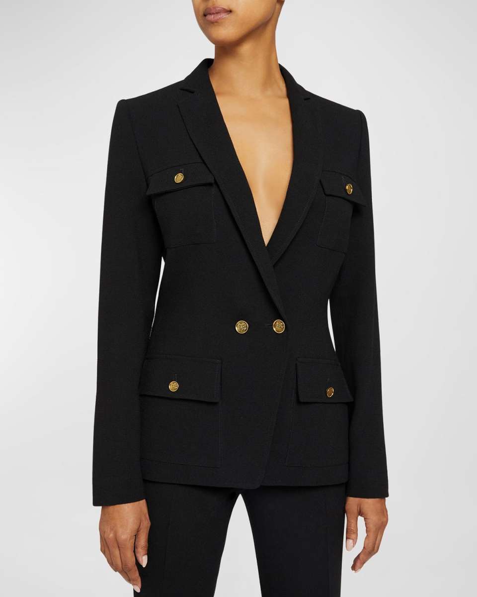 Verisa Double-Breasted Wool Crepe Jacket