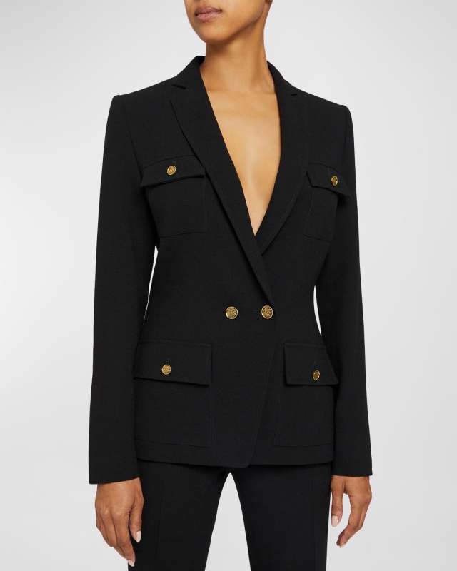 Verisa Double-Breasted Wool Crepe Jacket