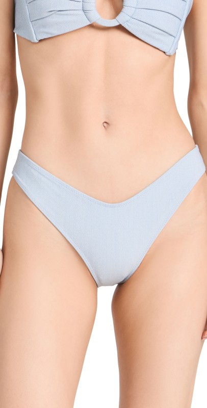 Montce Montce x Olivia Culpo Lulu Zig Zag Bikini Bottoms Light Denim