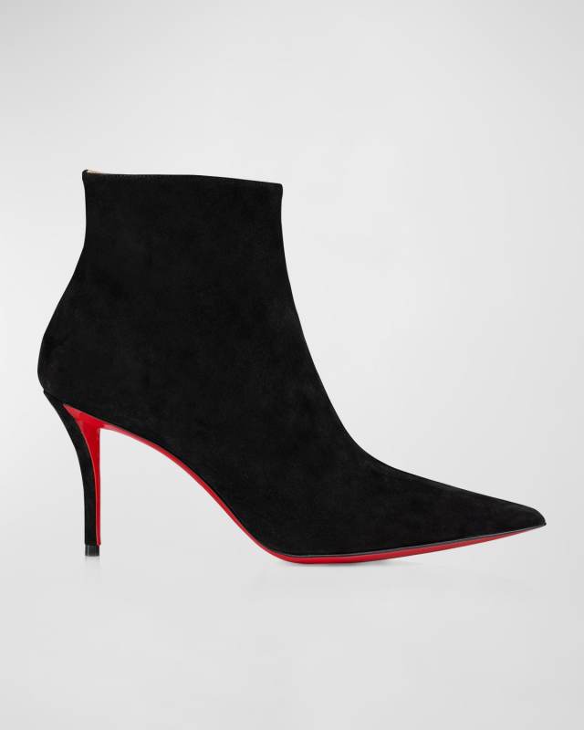 So Apostropha Suede Red Sole Stiletto Booties
