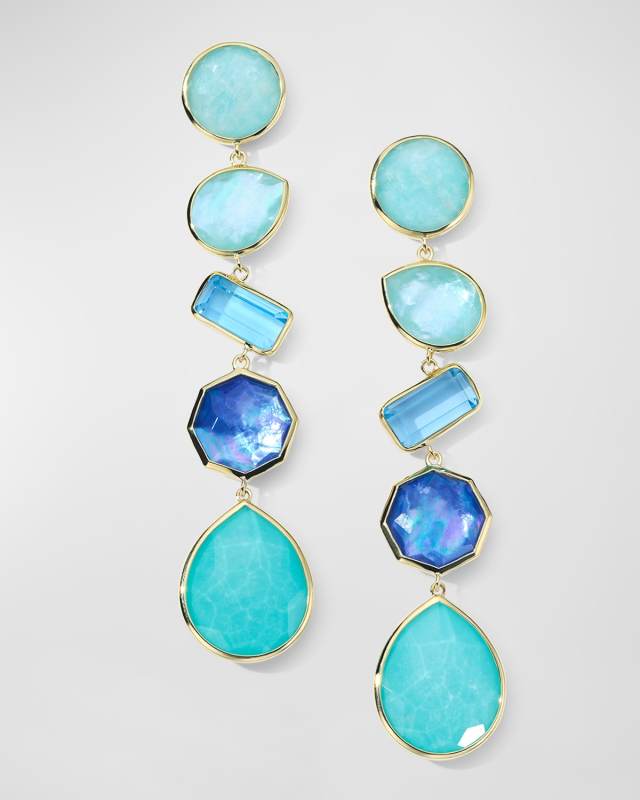 18K Rock Candy Large 5-Stone Linear Post Earrings in Waterfall