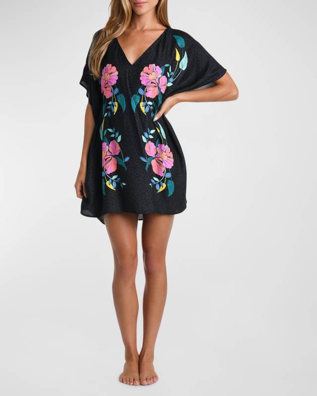 Cascade Blooms Caftan Coverup