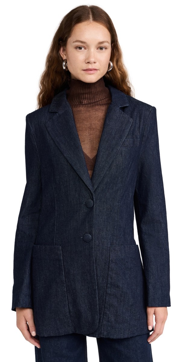 AFRM Agnes Oversized Blazer Dark Rinse Wash
