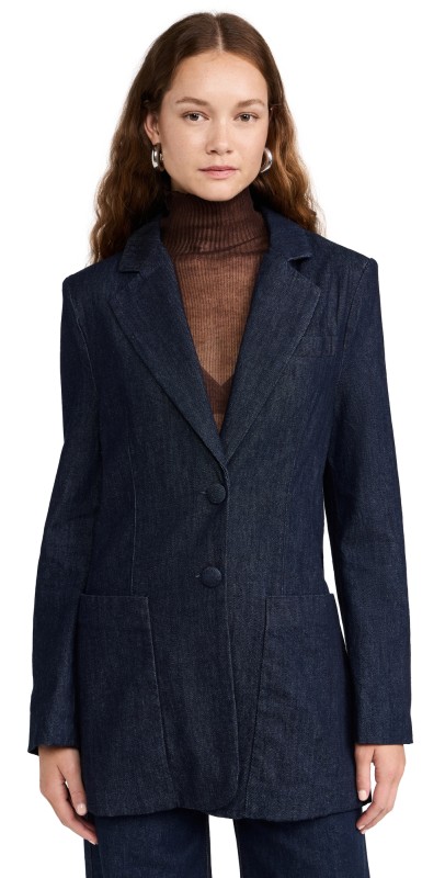 AFRM Agnes Oversized Blazer Dark Rinse Wash
