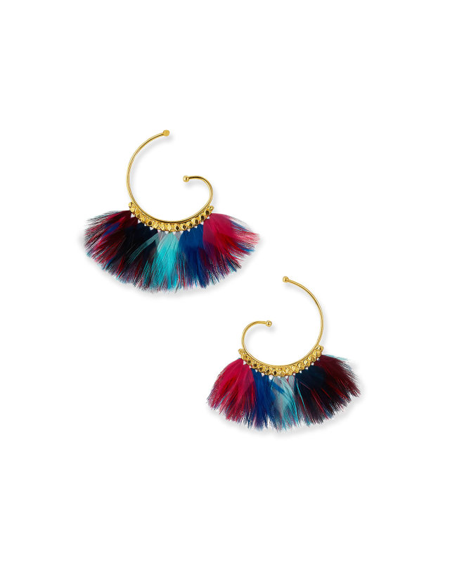 Buzios Feather Fan Hoop Earrings
