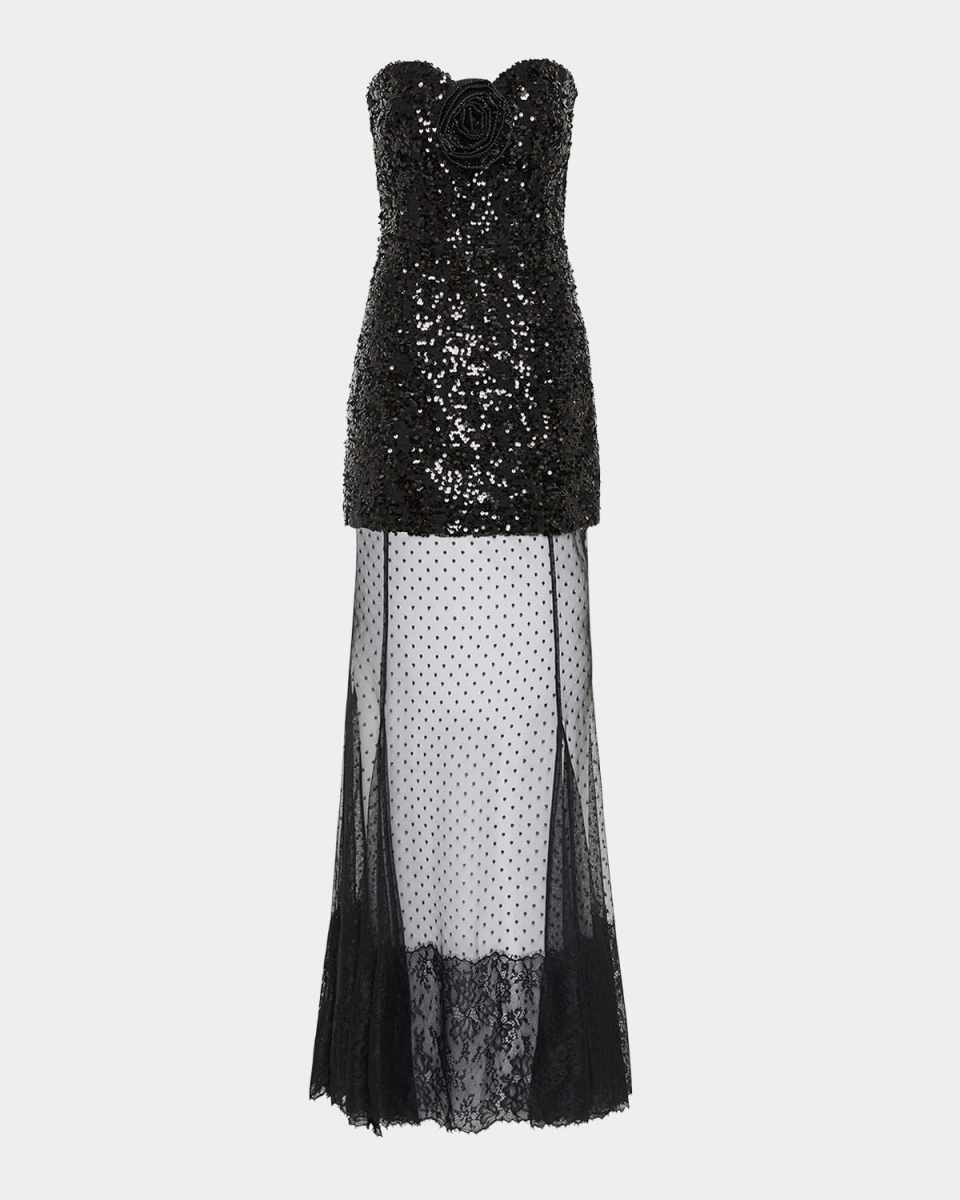 Diana Strapless Sequin & Tulle Gown