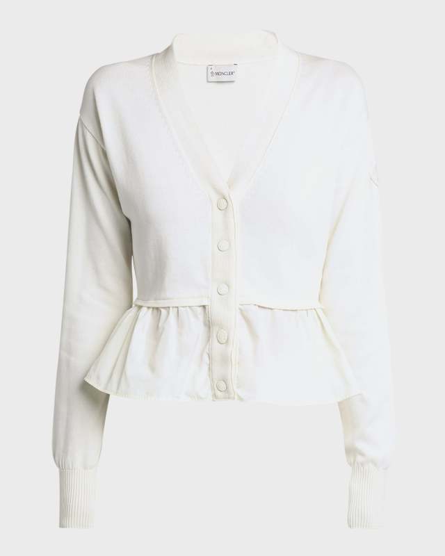 Peplum-Hem V-Neck Cardigan