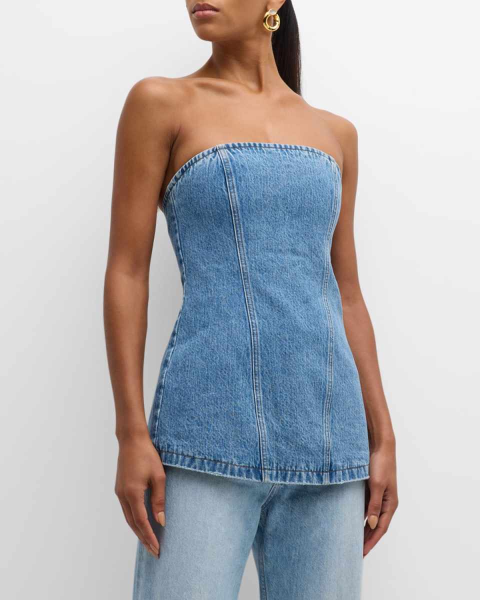 Christyl Denim Bustier Top