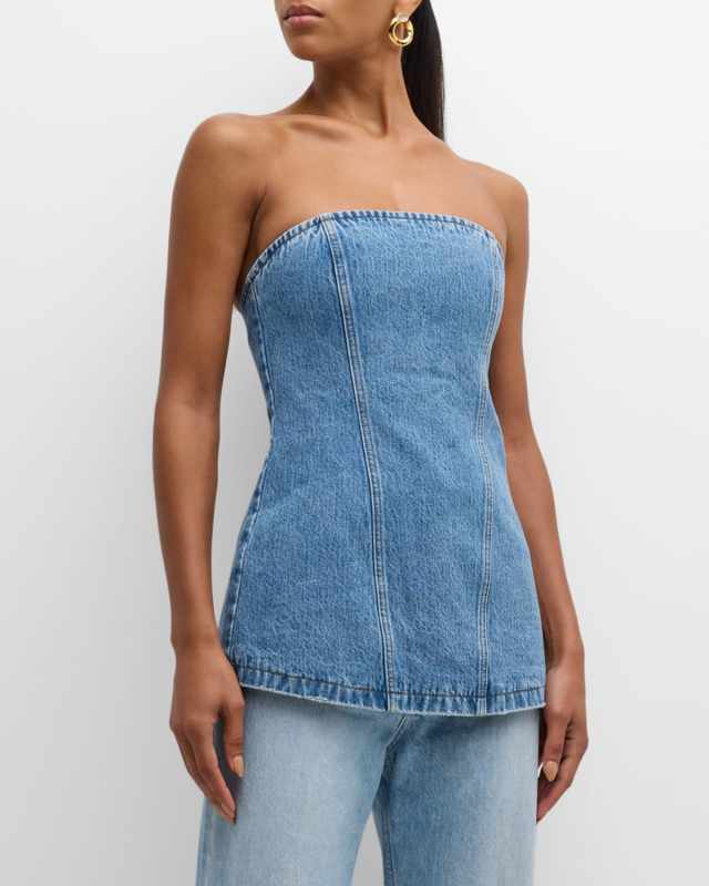 Christyl Denim Bustier Top