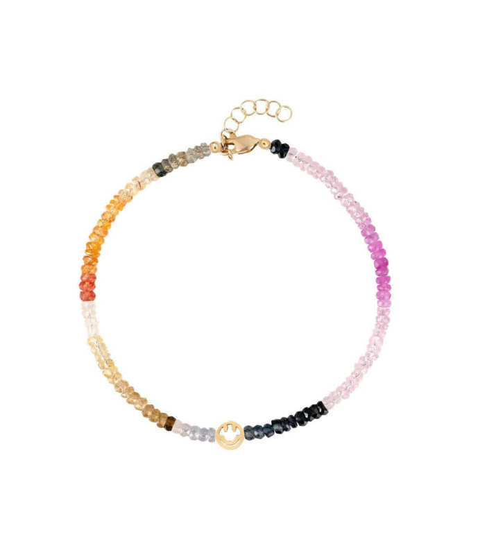 The Smiley Rainbow Sapphire Beaded Bracelet