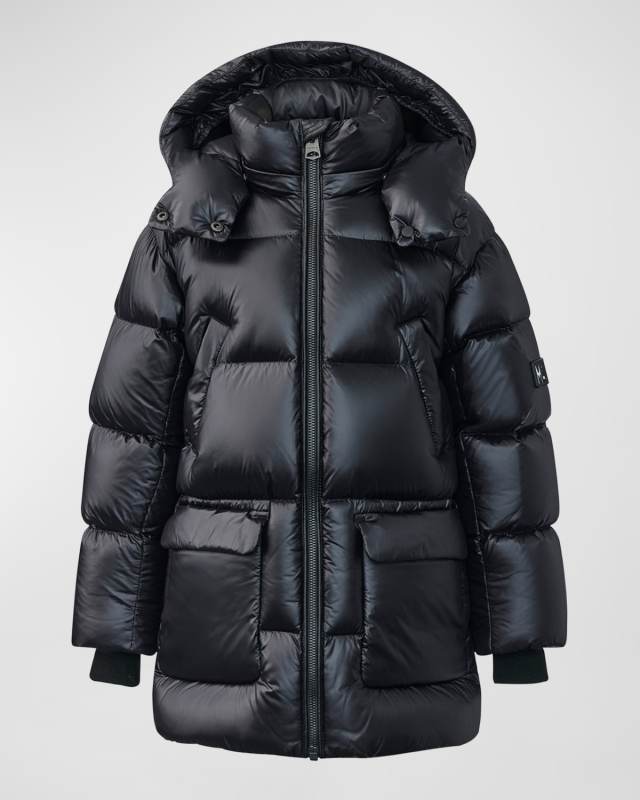 Kid's Kennie Quilted Logo Jacket, Size 8-14
