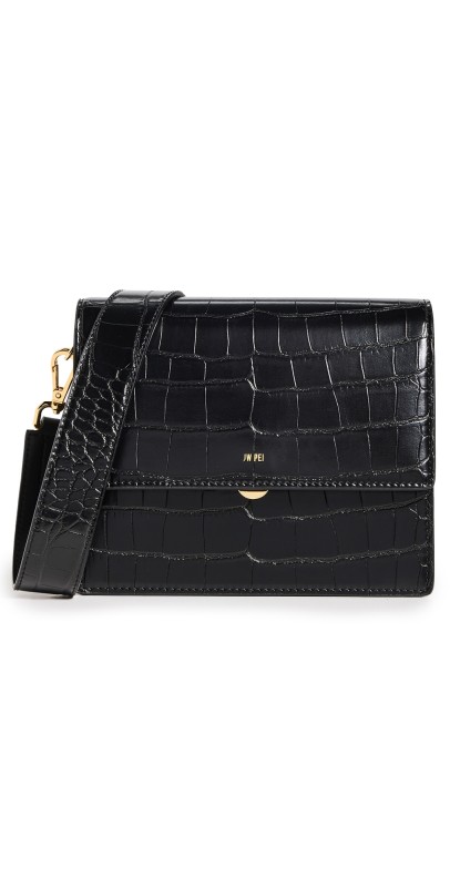 JW PEI JW PEI Women's Mini Flap Crossbody Blac Croc