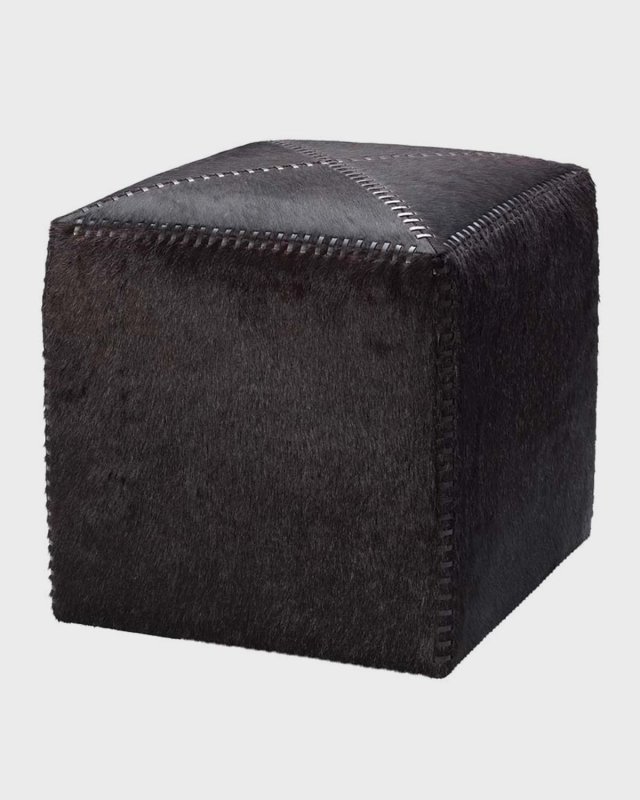 Small Espresso Hair Hide Ottoman