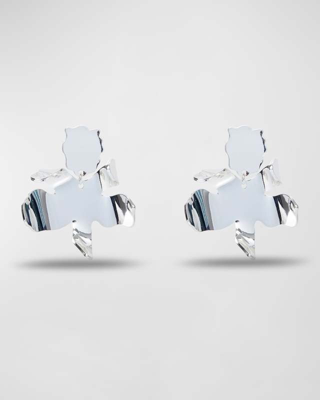 Small Metal Paper Lily Earrings