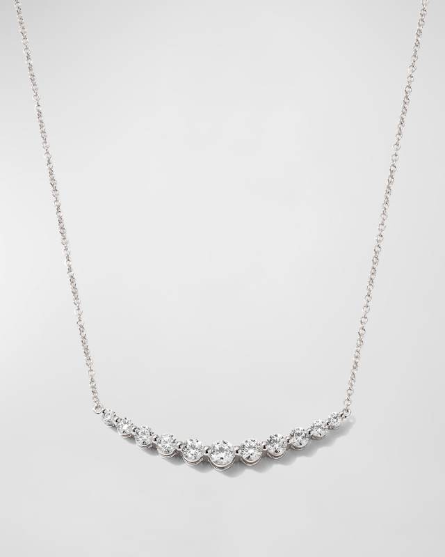18k White Gold Diamond Curved Bar Pendant Necklace, 16-18"L, 1.07tcw