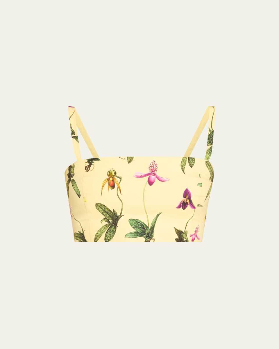 Orchid Print Poplin Cropped Tank