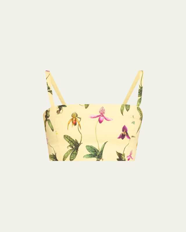 Orchid Print Poplin Cropped Tank