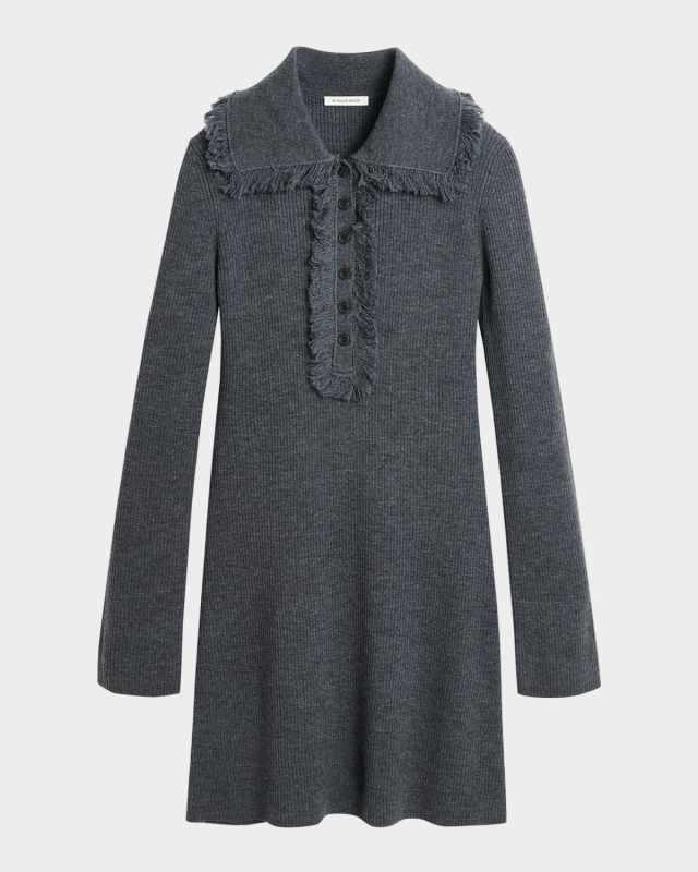 Tonai Ribbed Fringe-Trim Mini Sweater Dress