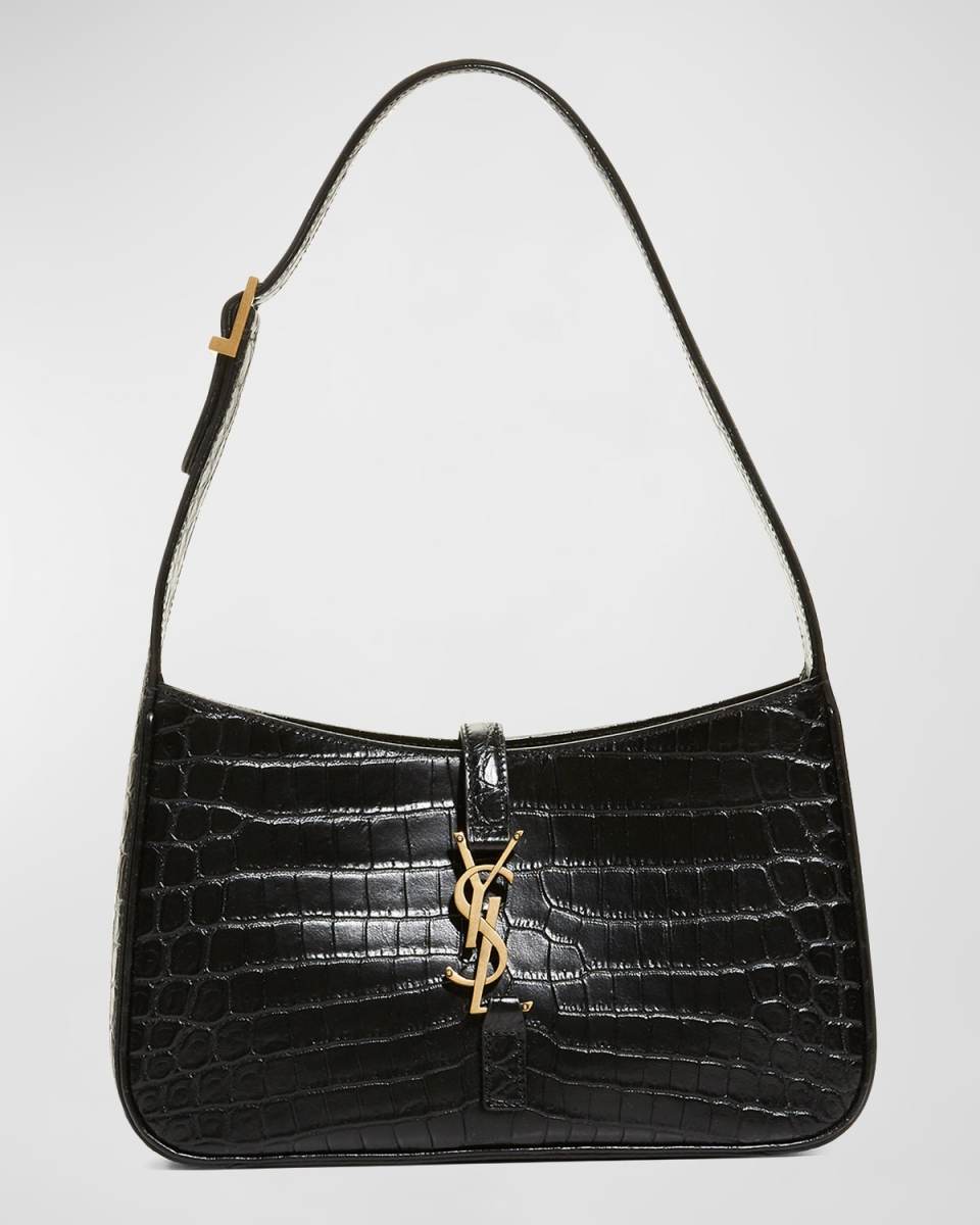 Le 5 A 7 YSL Shoulder Bag in Croc-Embossed Leather