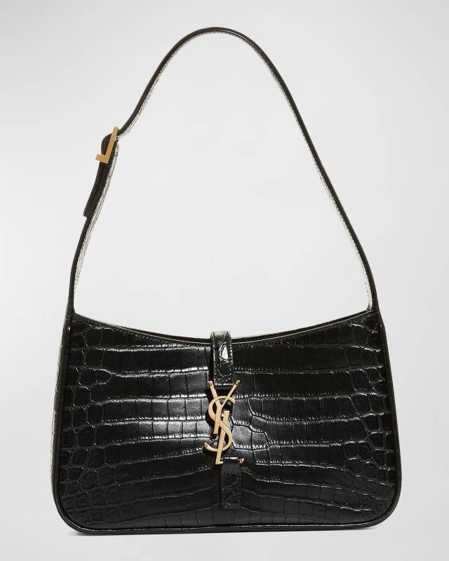 Le 5 A 7 YSL Shoulder Bag in Croc-Embossed Leather