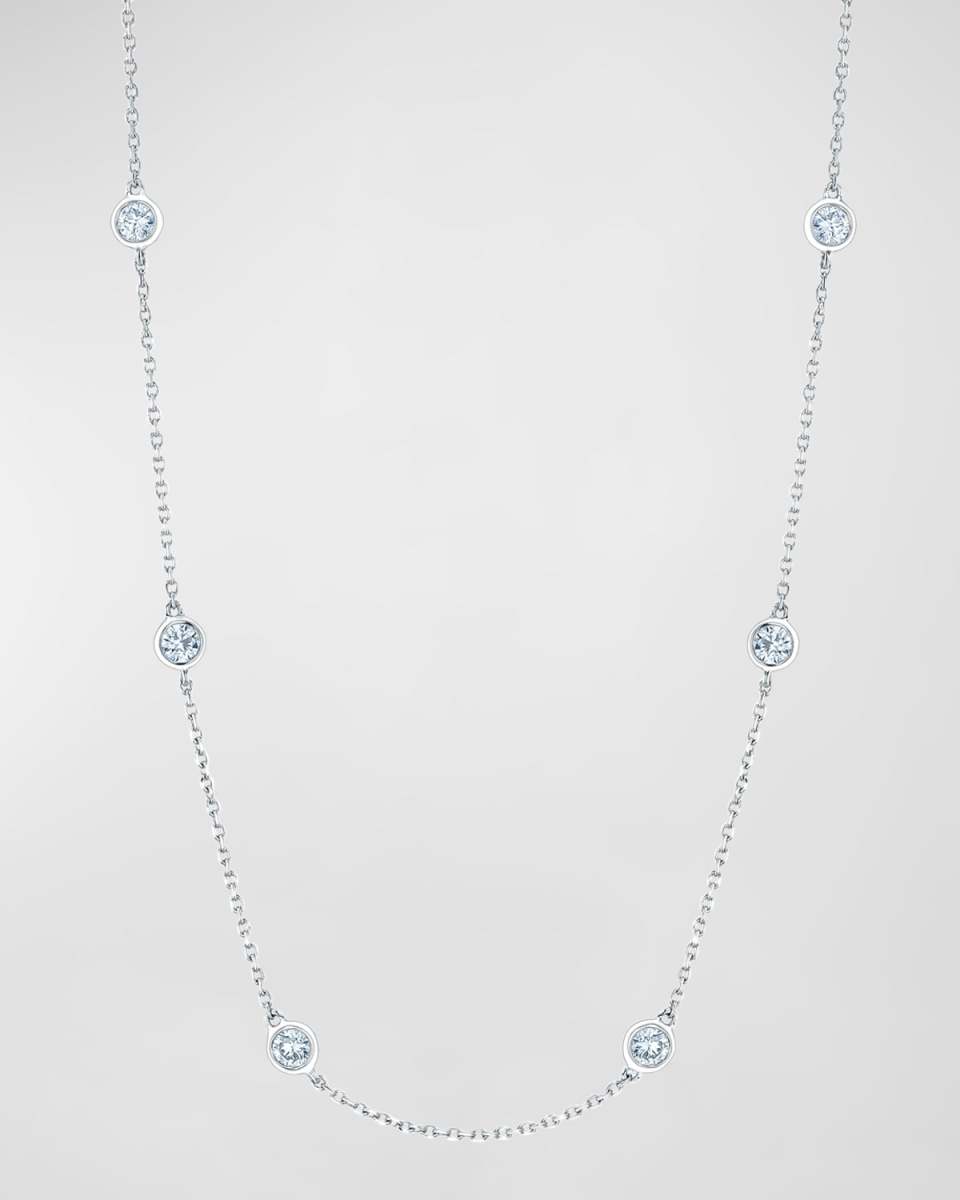 18K White Gold Diamond Station Necklace, 16"L, 0.81tcw