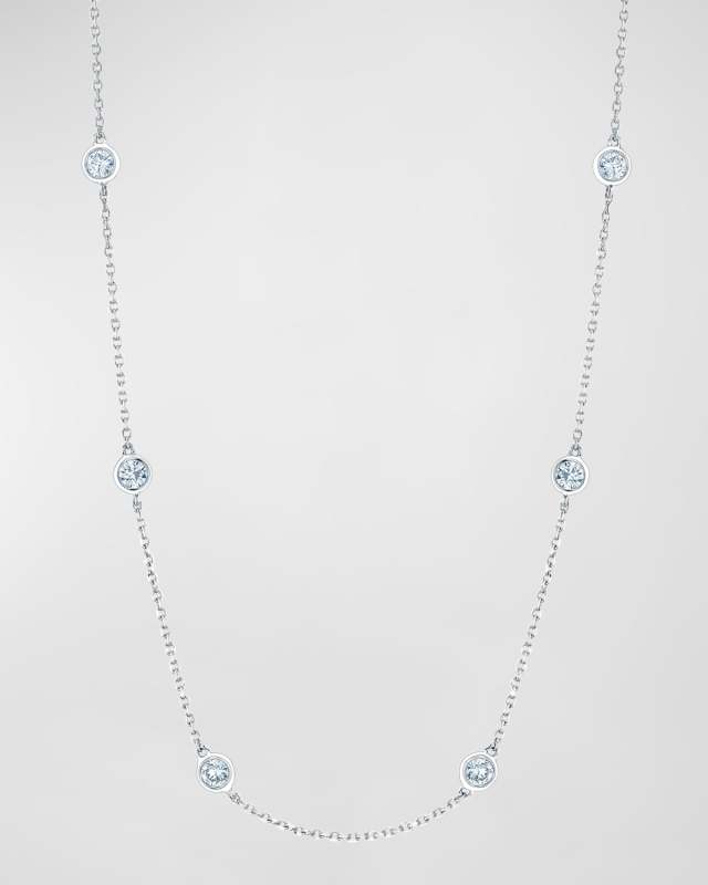 18K White Gold Diamond Station Necklace, 16"L, 0.81tcw