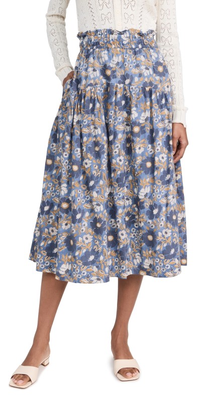 Marea Louisa Skirt Blue Indigo Orsay Floral Print