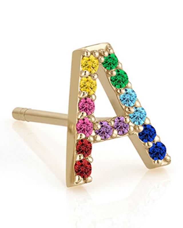Amelia 14k Gold Rainbow Single Stud Earring