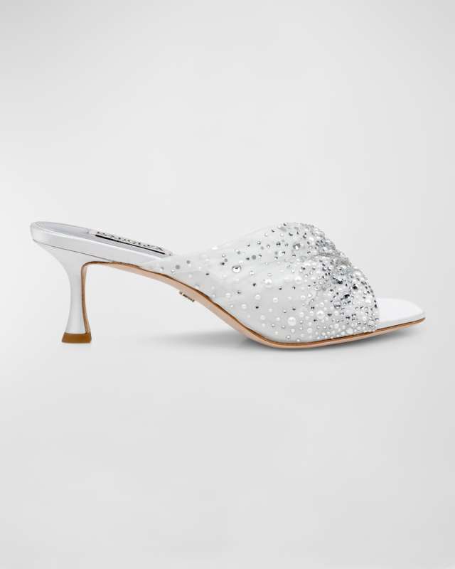 Brandy Embellished Tulle Slide Sandals